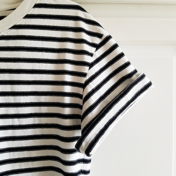 Madewell Sun Up Tee in Black White Stripe S - Picture 2 of 8